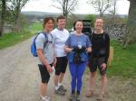 A group of hapy walkers takes a break at the Lord's Bridge checkpoint